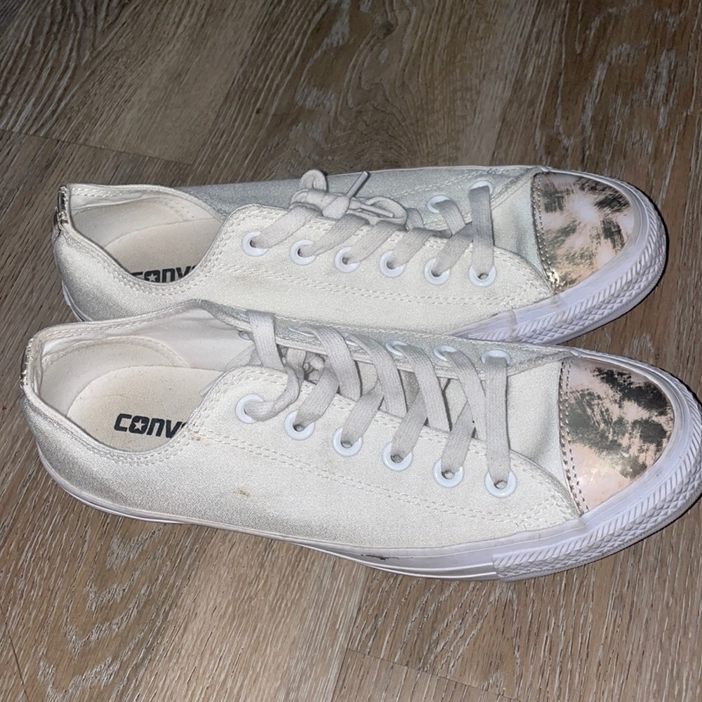 White pink gold converse size 8 womens